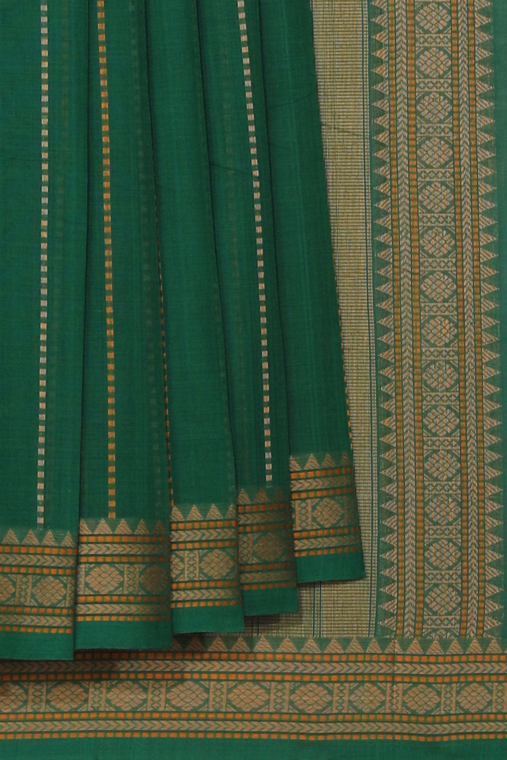 The Traditional Kanchi Cotton Green Saree