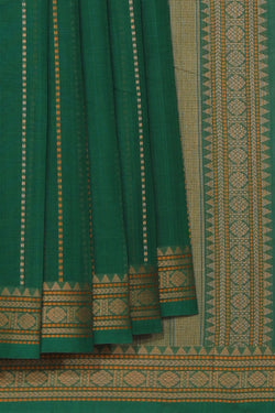 Image of The Traditional Kanchi Cotton Green Saree