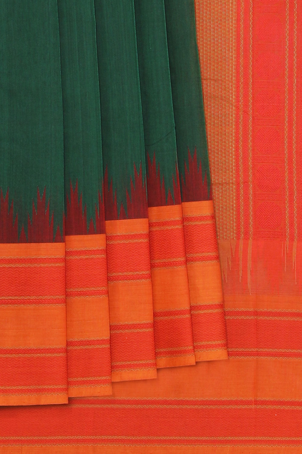 Kanchi Cotton Leaf Green Saree