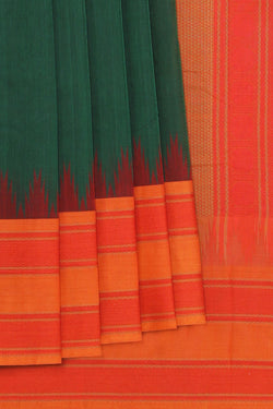 Image of Kanchi Cotton Leaf Green Saree