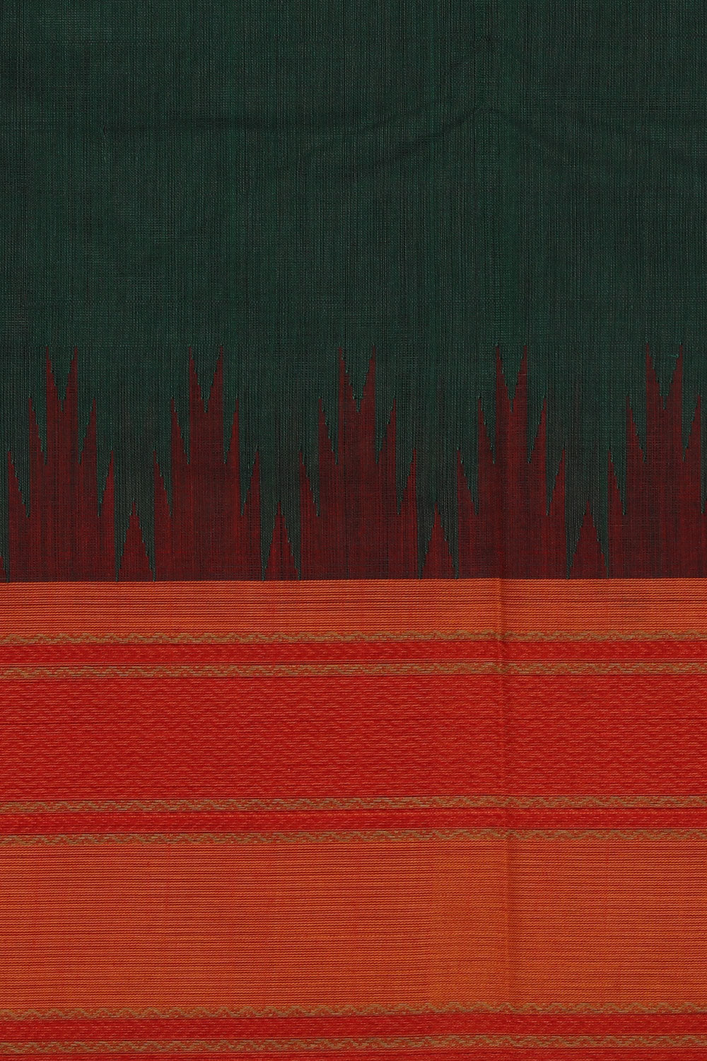 Image of Kanchi Cotton Leaf Green Saree