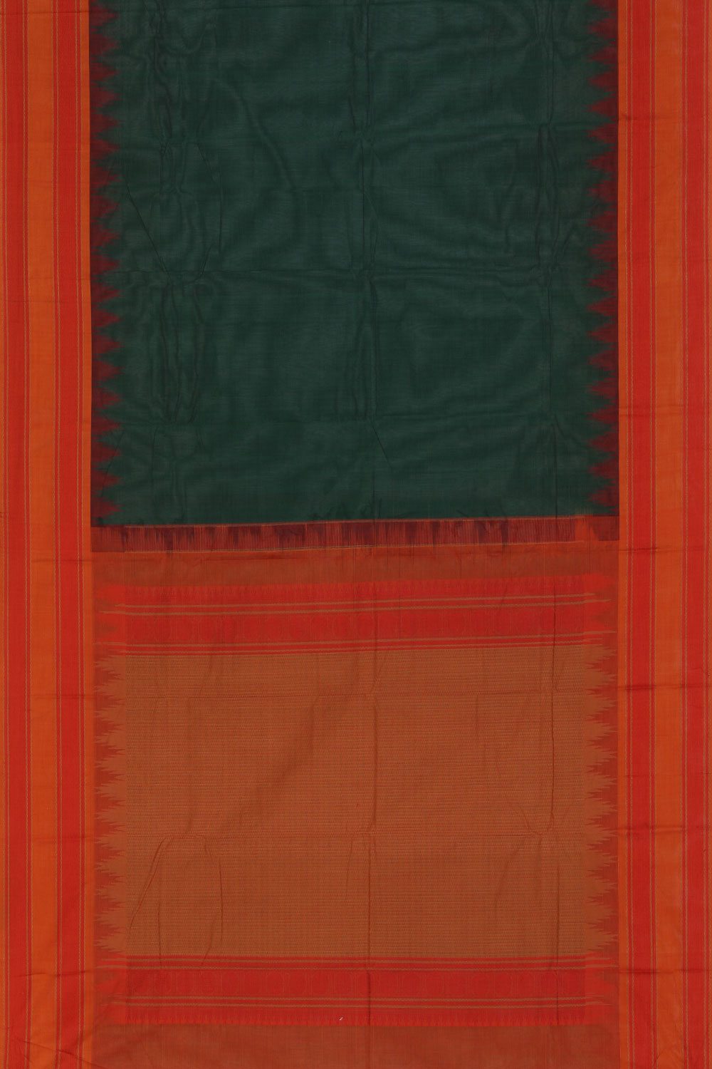 Image of Kanchi Cotton Leaf Green Saree