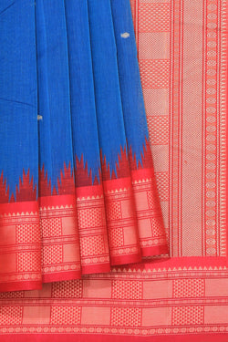 Image of Kanchi Cotton Blue Saree