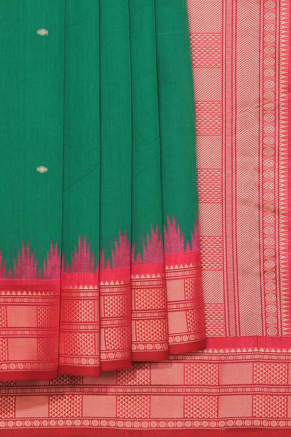 Kanchi Cotton Green Saree