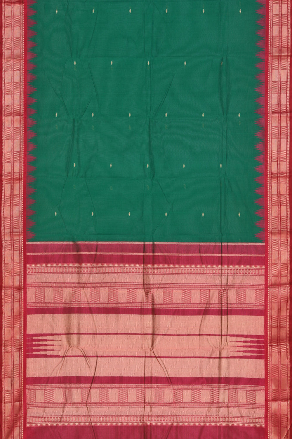 Kanchi Cotton Green Saree