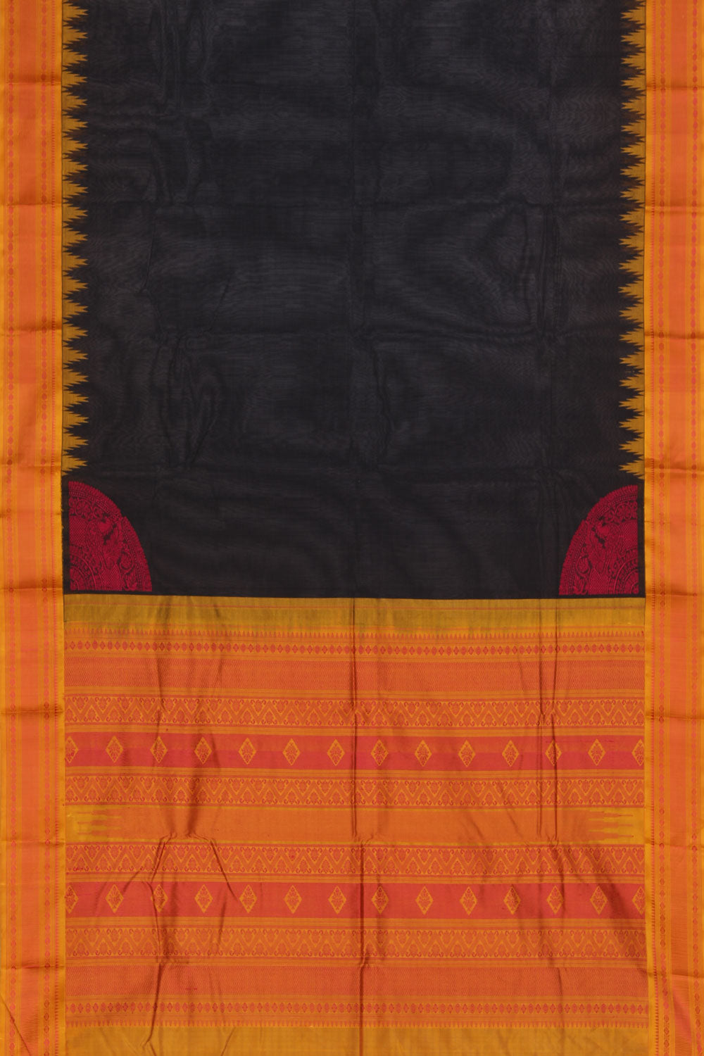 The Traditional Kanchi Cotton Black Saree