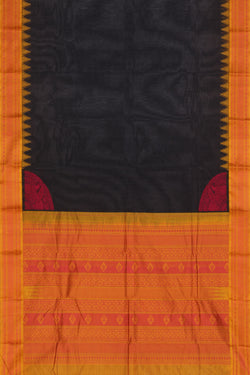 Image of The Traditional Kanchi Cotton Black Saree