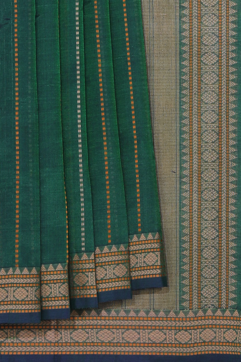 Collection of The Traditional Kanchi Bottle Green Saree in a gallery layout