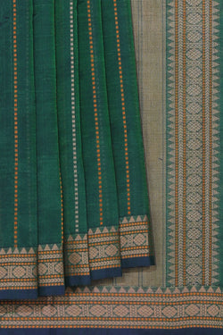 Collection of The Traditional Kanchi Bottle Green Saree in a gallery layout