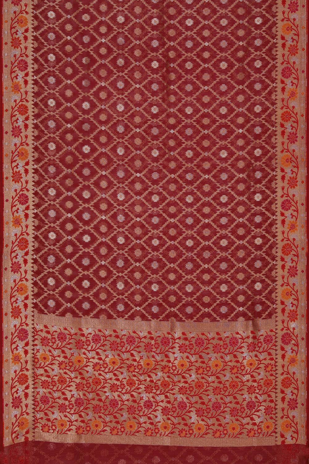 Kora Silk Maroon Saree