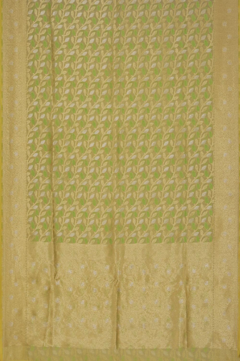 Kora Silk Lime-Yellow Saree