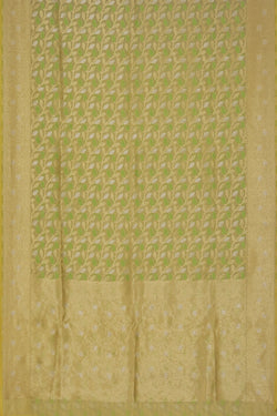 Image of Kora Silk Lime-Yellow Saree