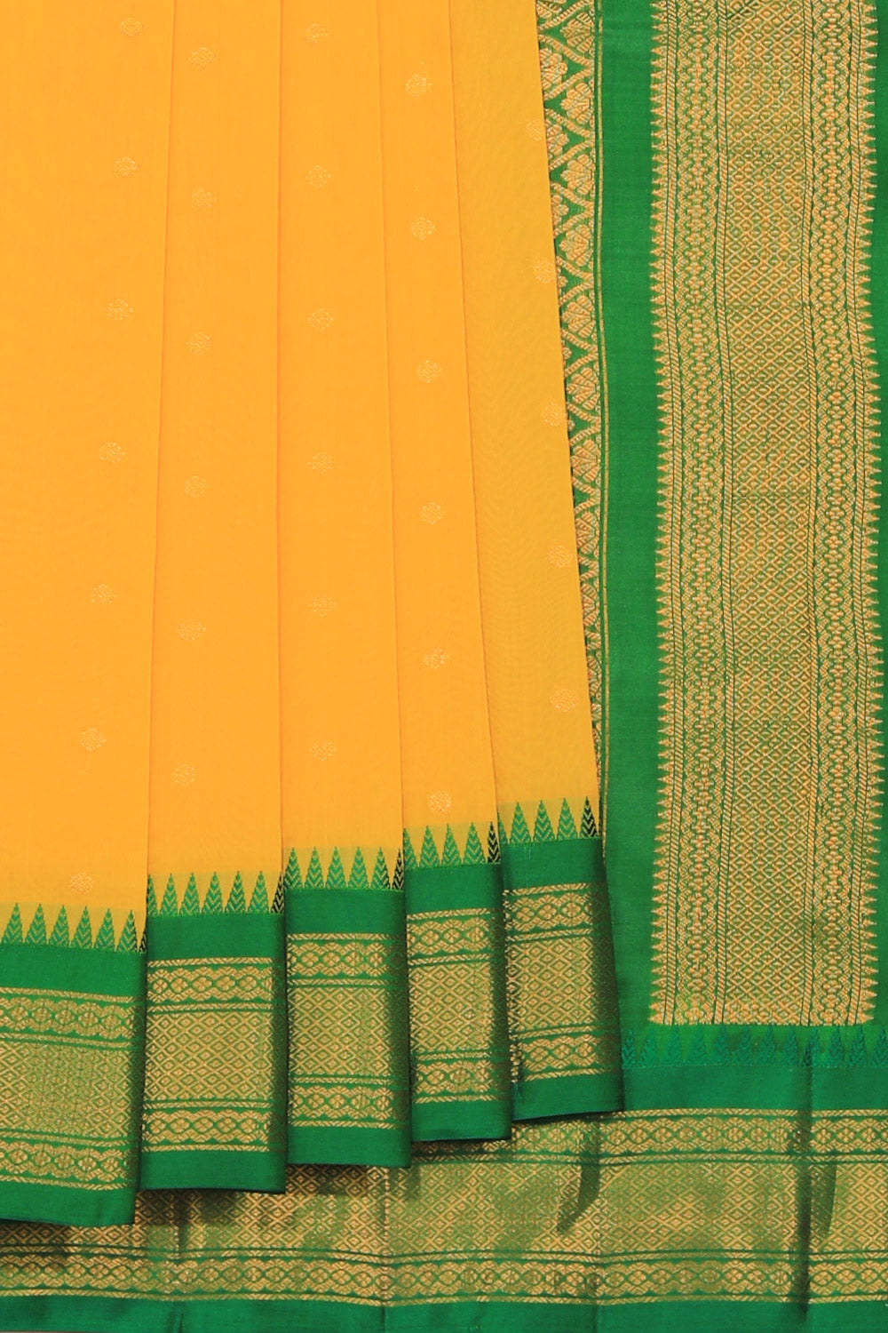 Collection of Gadwal Cotton Silk Yellow Saree in a gallery layout