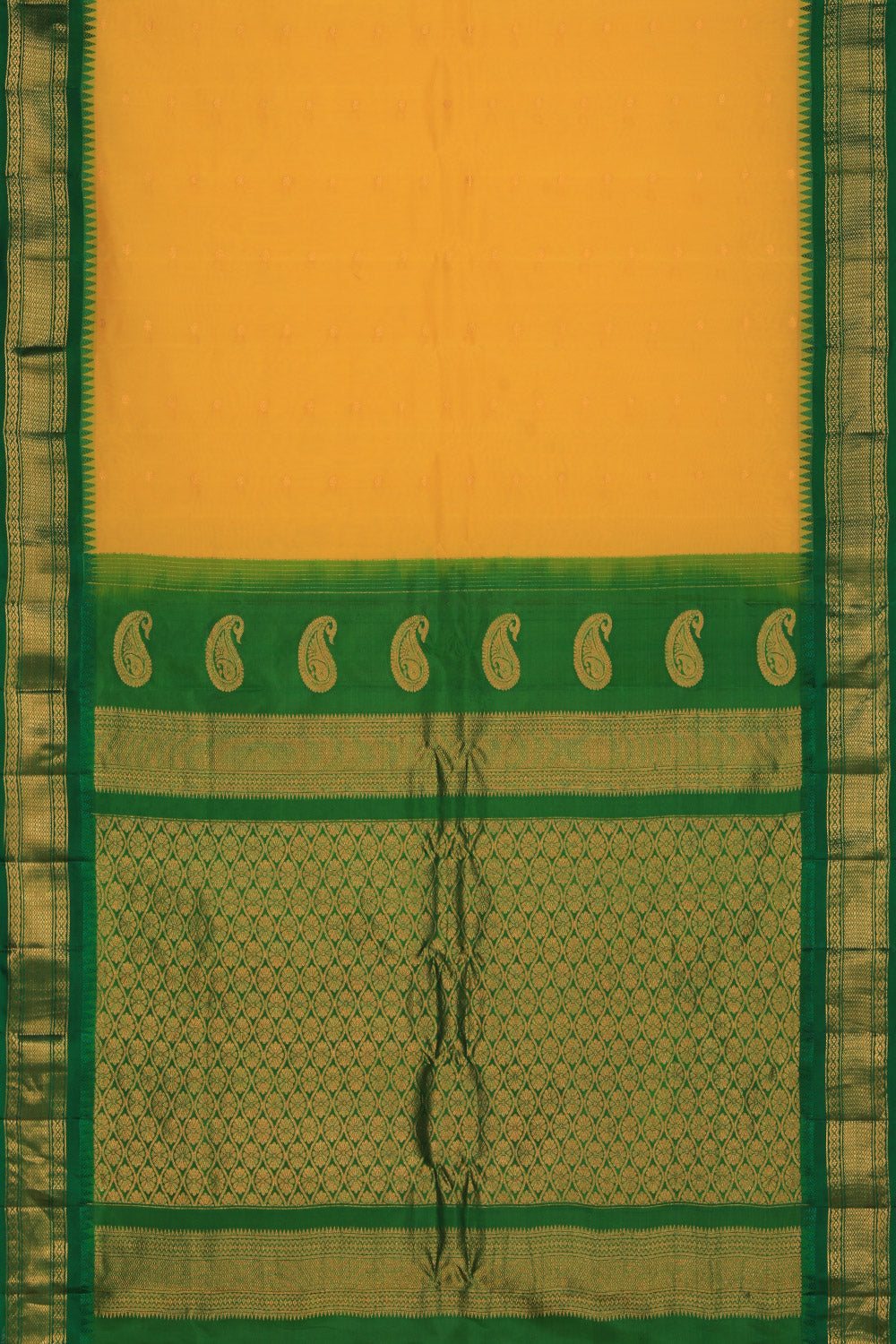 Collection of Gadwal Cotton Silk Yellow Saree in a gallery layout