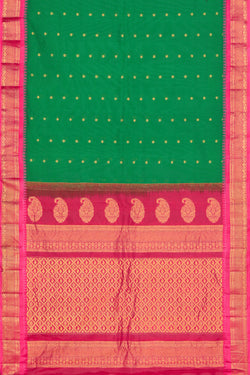 Collection of Gadwal Cotton Silk Green Saree in a gallery layout