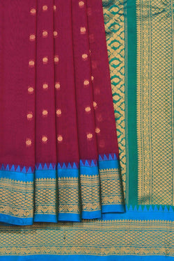 Collection of Gadwal Cotton Silk Plum Pink Saree in a gallery layout