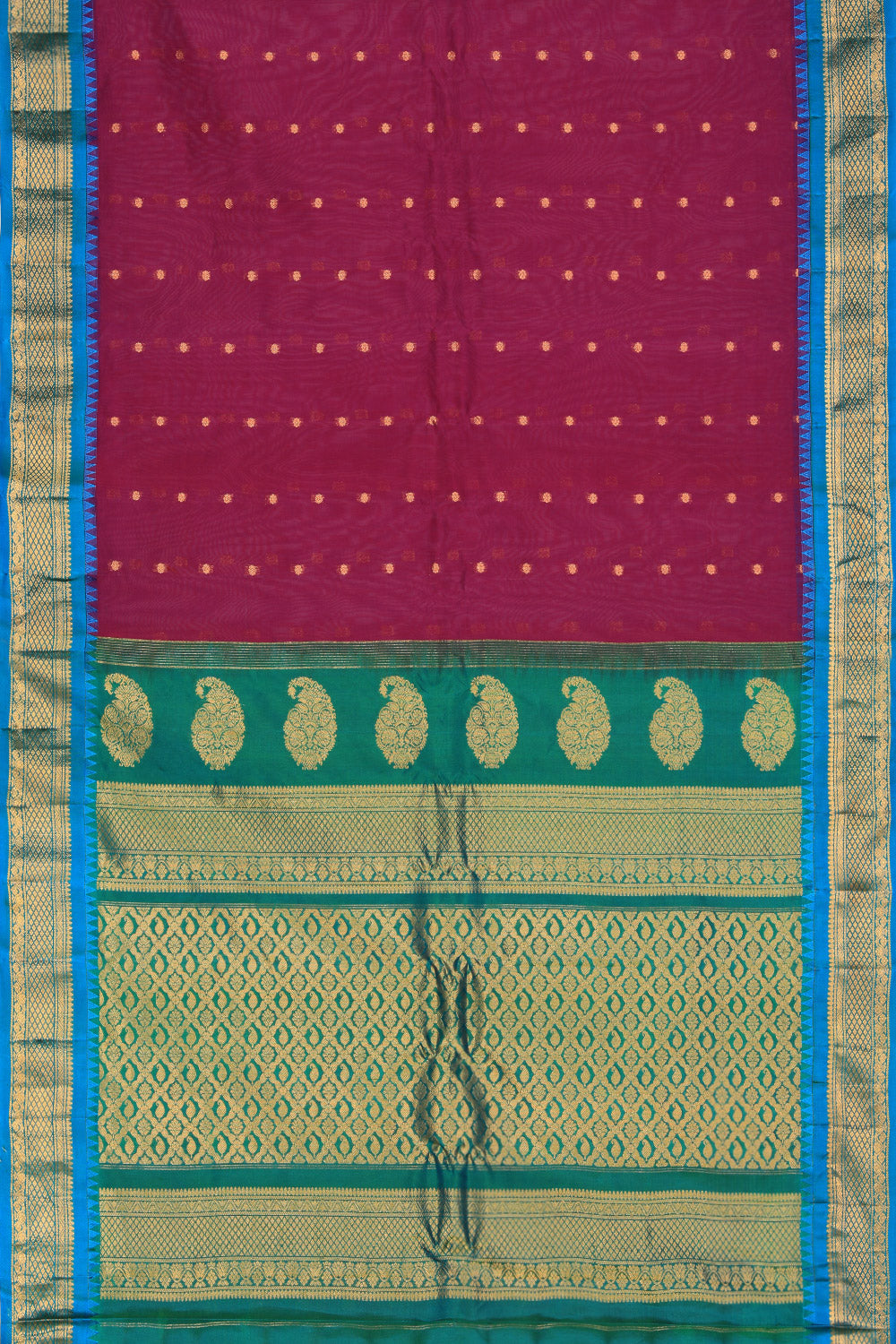 Image of Gadwal Cotton Silk Plum Pink Saree