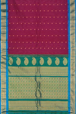 Collection of Gadwal Cotton Silk Plum Pink Saree in a gallery layout