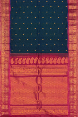 Collection of Gadwal Cotton Silk Peacock Blue Saree in a gallery layout