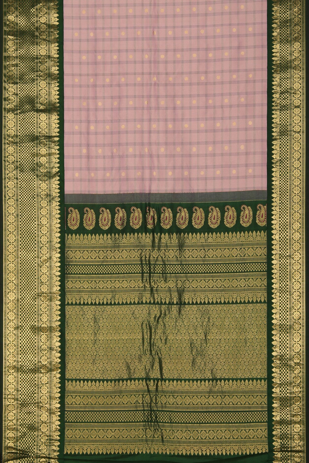 Gadwal Silk Kattam Purple Saree