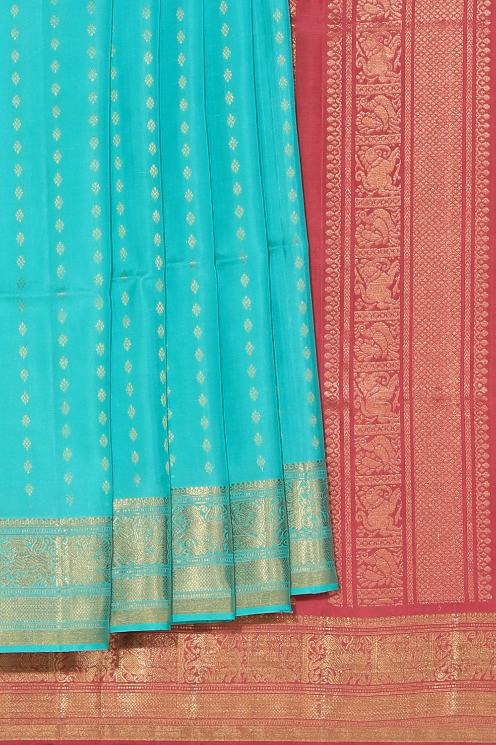 Image of South Silk Turquoise Green Saree