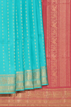 Collection of South Silk Turquoise Green Saree in a gallery layout