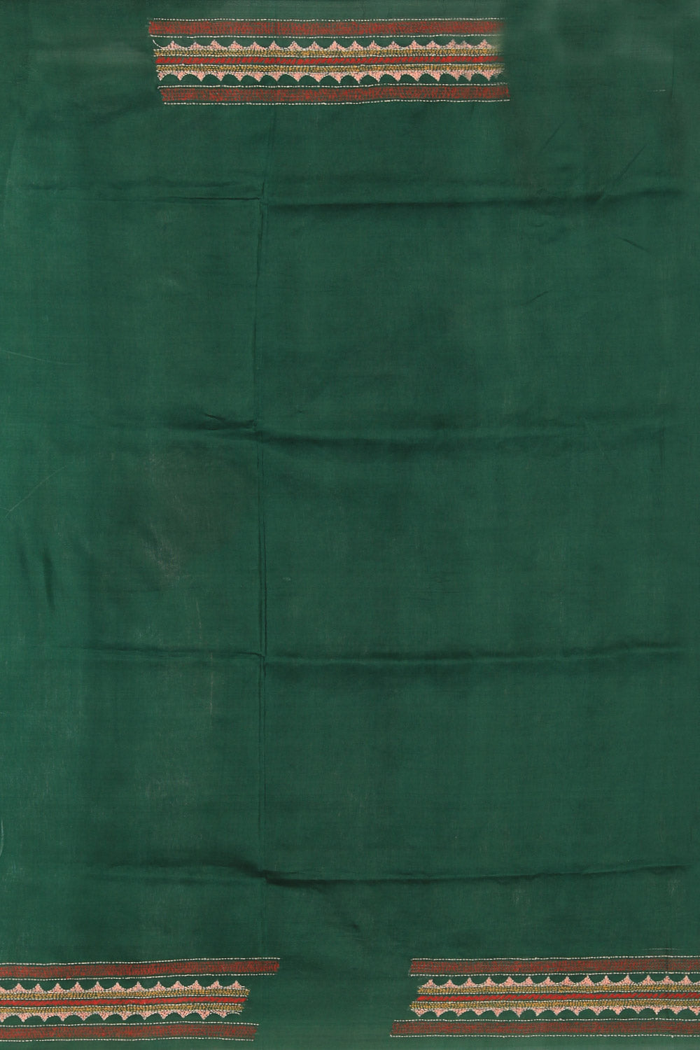 Collection of Kantha Stitch Embroidery Green Saree in a gallery layout