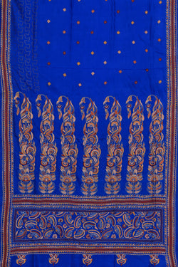 Collection of Kantha Stitch Embroidery Royal Blue Saree in a gallery layout