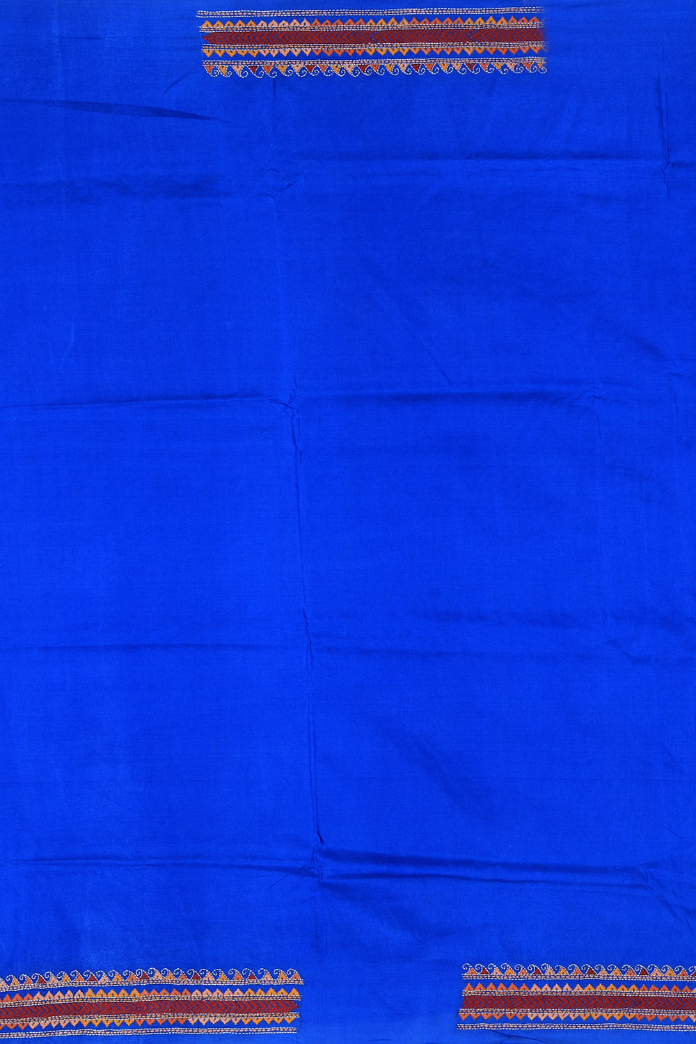 Image of Kantha Stitch Embroidery Royal Blue Saree