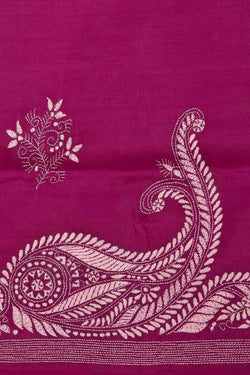 Collection of Kantha Stitch Embroidery Pink Saree in a gallery layout