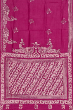 Collection of Kantha Stitch Embroidery Pink Saree in a gallery layout