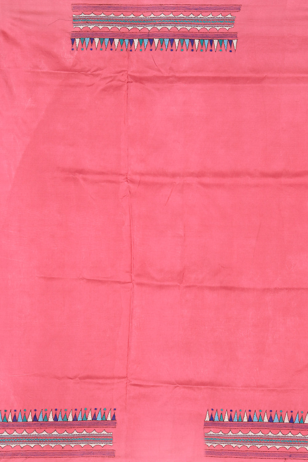 Collection of Kantha Stitch Embroidery Pink Saree in a gallery layout