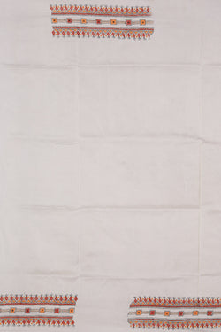 Collection of Kantha Stitch Embroidery Off-White Saree in a gallery layout