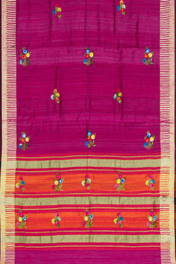 Image of Dupion Silk Magenta Pink Dupatta