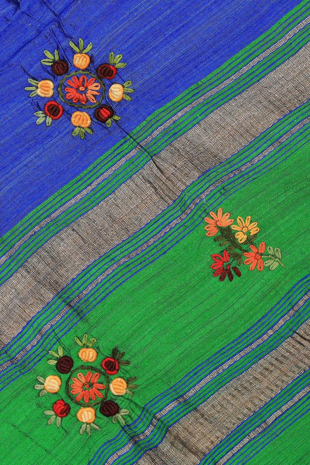 Image of Dupion Silk Royal Blue Dupatta