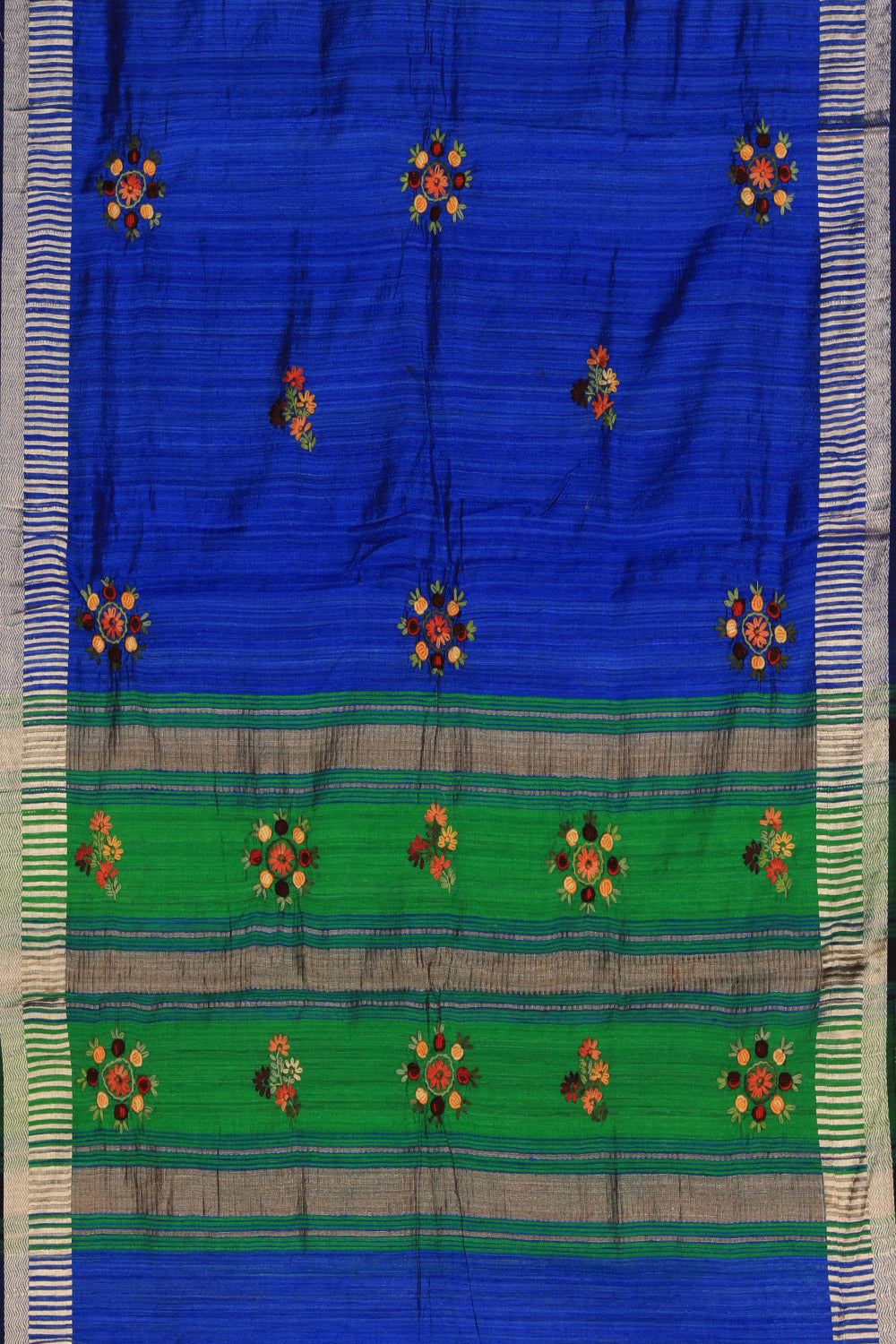 Image of Dupion Silk Royal Blue Dupatta