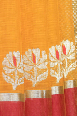 Image of Pure Zari Kota Yellow Saree