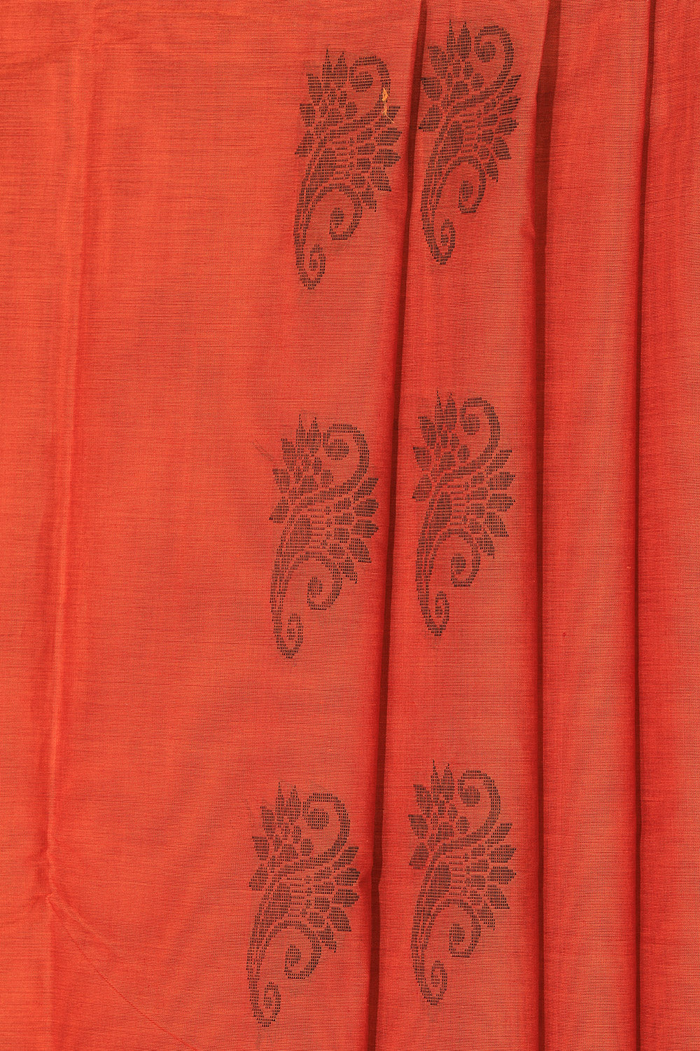 Collection of South Cotton Coral-Orange Saree in a gallery layout