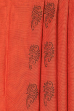 Collection of South Cotton Coral-Orange Saree in a gallery layout