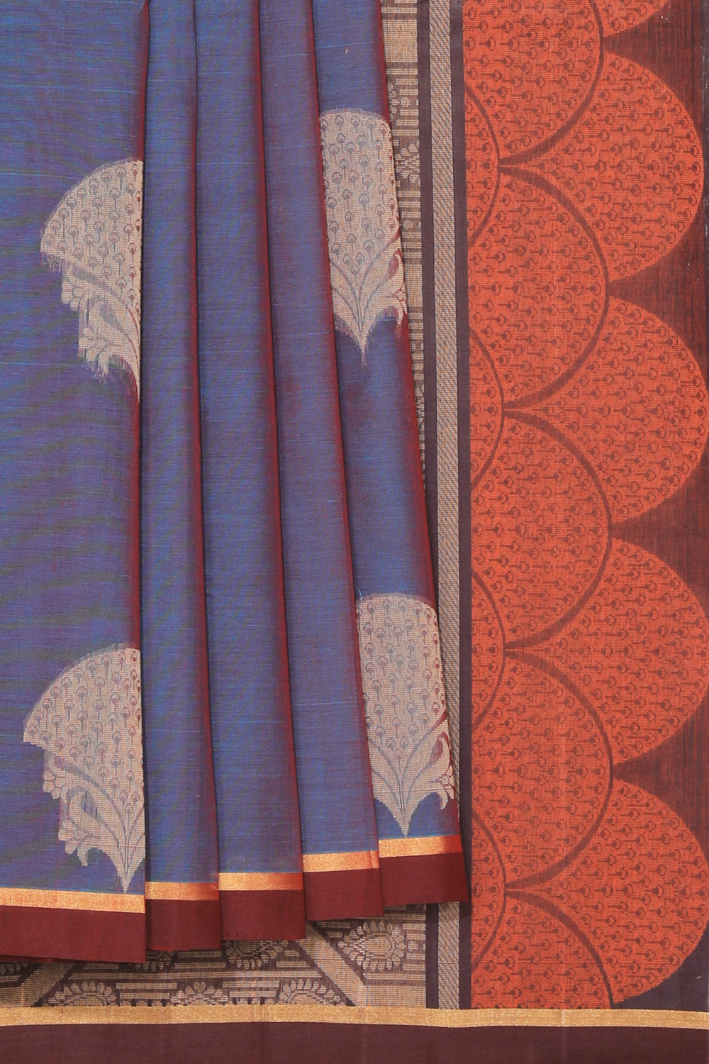 Collection of South Cotton Blue Saree in a gallery layout