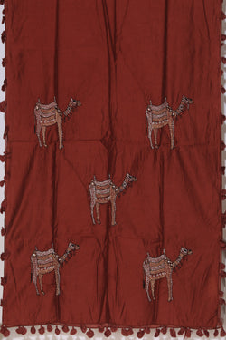 Image of Jaipur Cotton Rust Maroon Dupatta