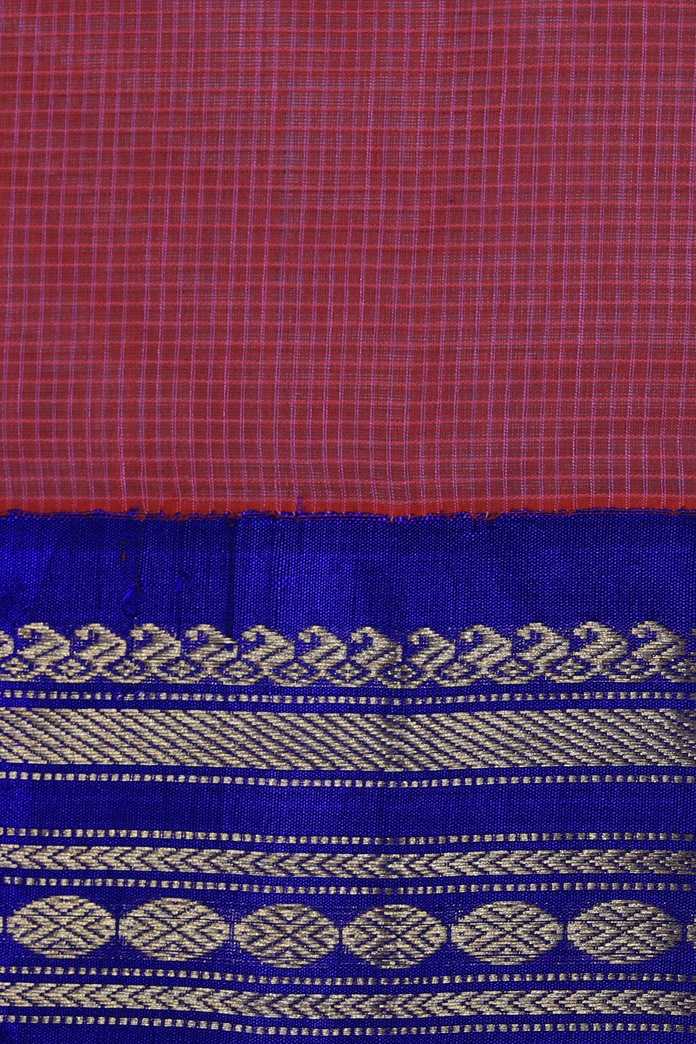 Collection of Gadwal Cotton Fuchsia-Pink Saree in a gallery layout