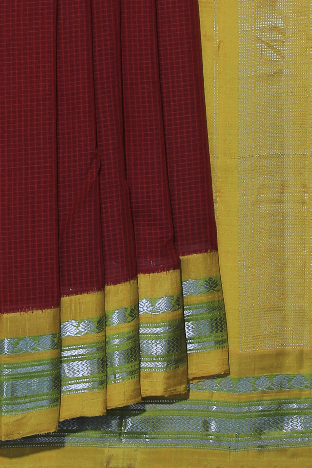 Collection of Gadwal Cotton Red Saree in a gallery layout