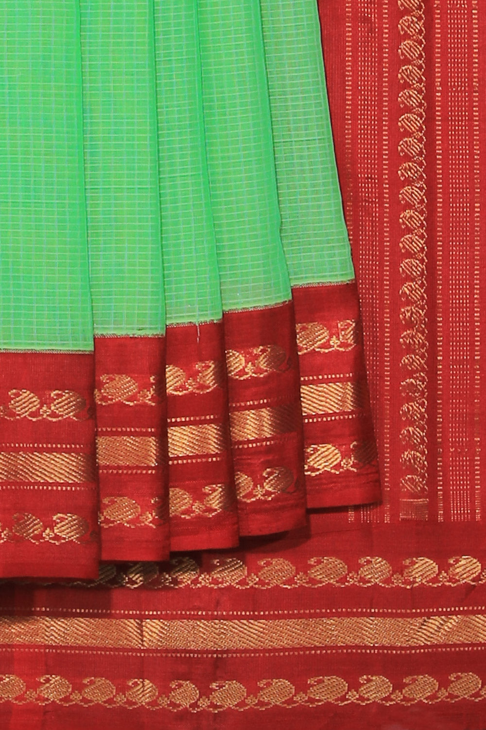 Collection of Gadwal Cotton Green Saree in a gallery layout