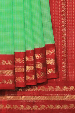 Collection of Gadwal Cotton Green Saree in a gallery layout