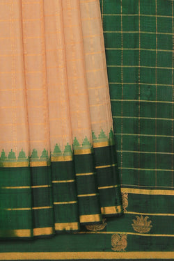 Collection of Gadwal Cotton Silk Classy Beige Saree in a gallery layout