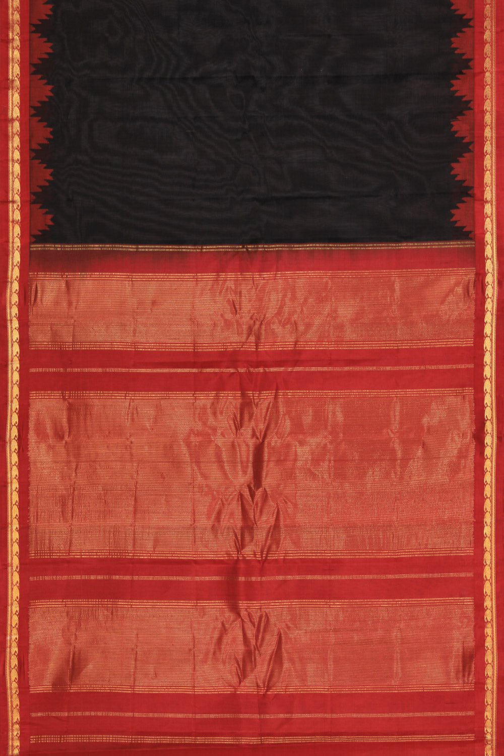 Image of Gadwal Cotton Silk Black Saree