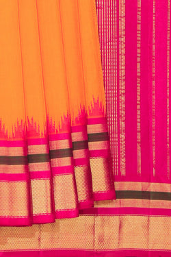 Collection of Gadwal Cotton Silk Mustard Saree in a gallery layout