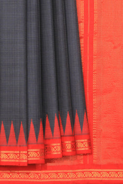 Collection of Gadwal Cotton Silk Grey Saree in a gallery layout