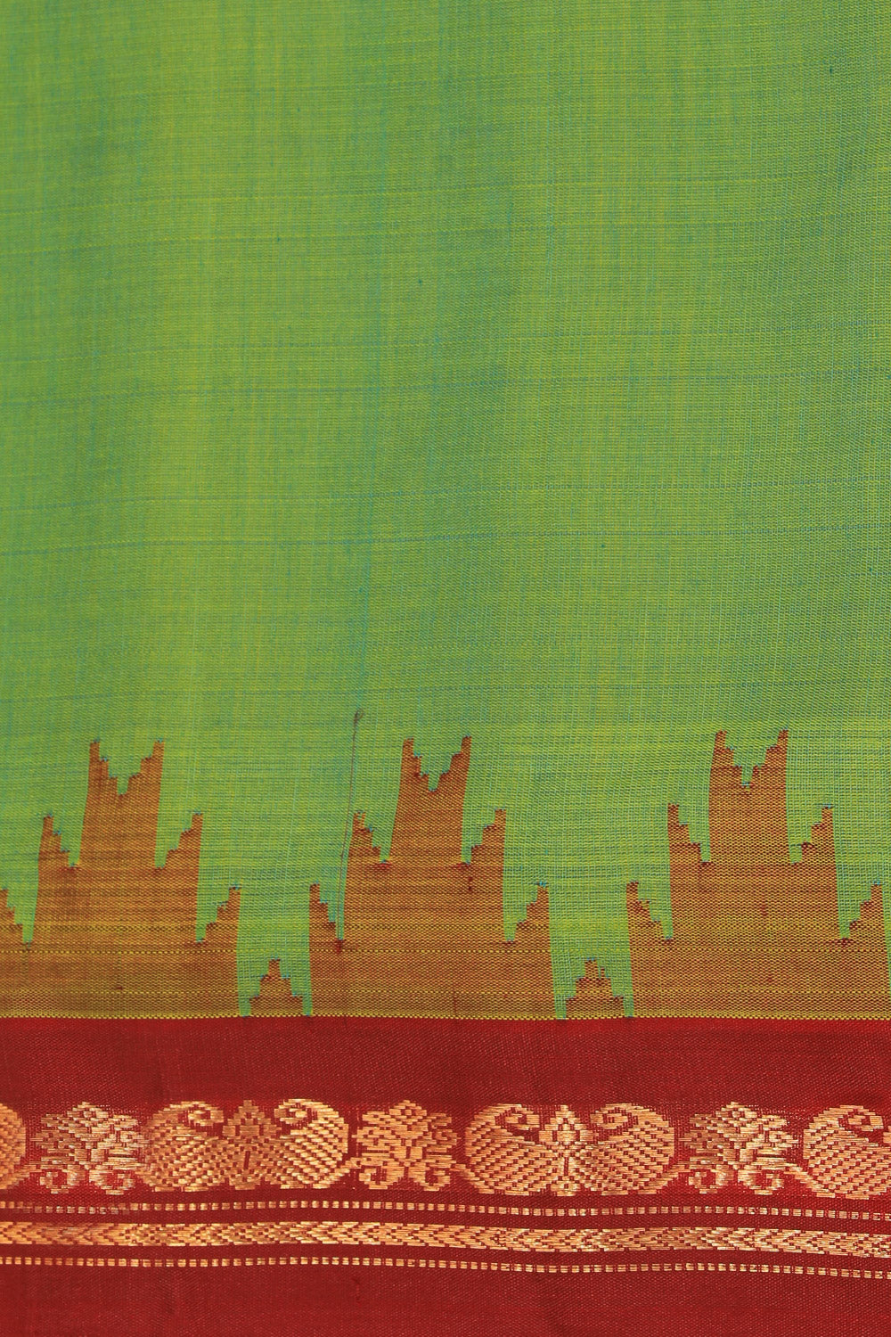 Collection of Gadwal Cotton Silk Mint Green Saree in a gallery layout